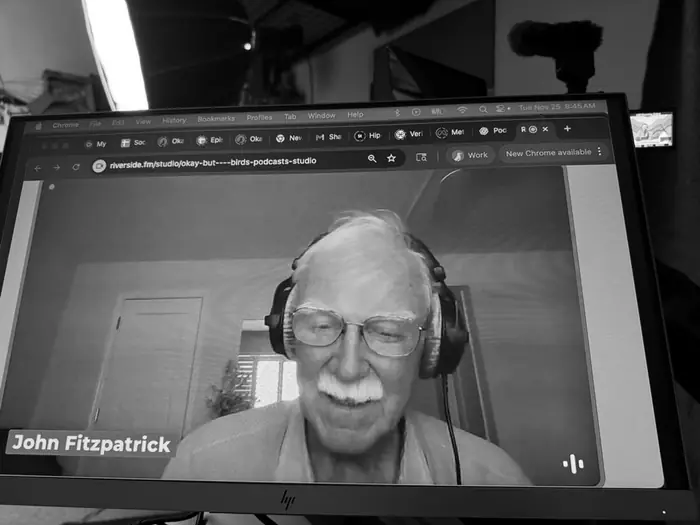 A guest on the remote recording screen, wearing the kit headphones.